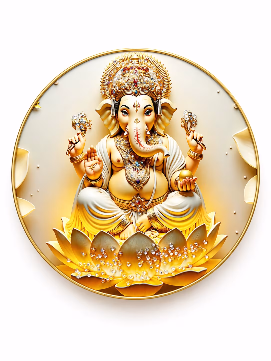 Golden Lord Ganesha Wall Frame | Luxury Decorative Art