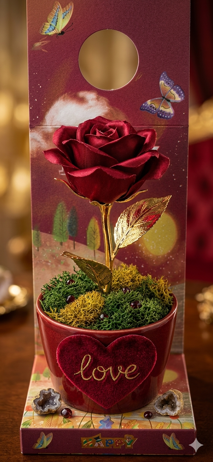 Red Rose with impressive pot